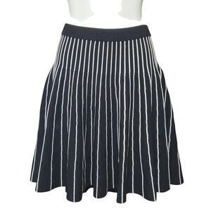 Carmen Marc Valvo Womens Small Fit & Flare Skirt Ribbed Knit Academic Preppy